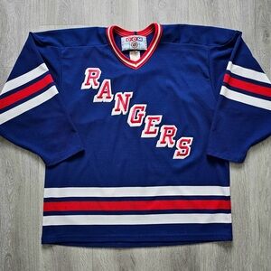 Vintage CCM New York Rangers Blue Authentic Jersey Sz L